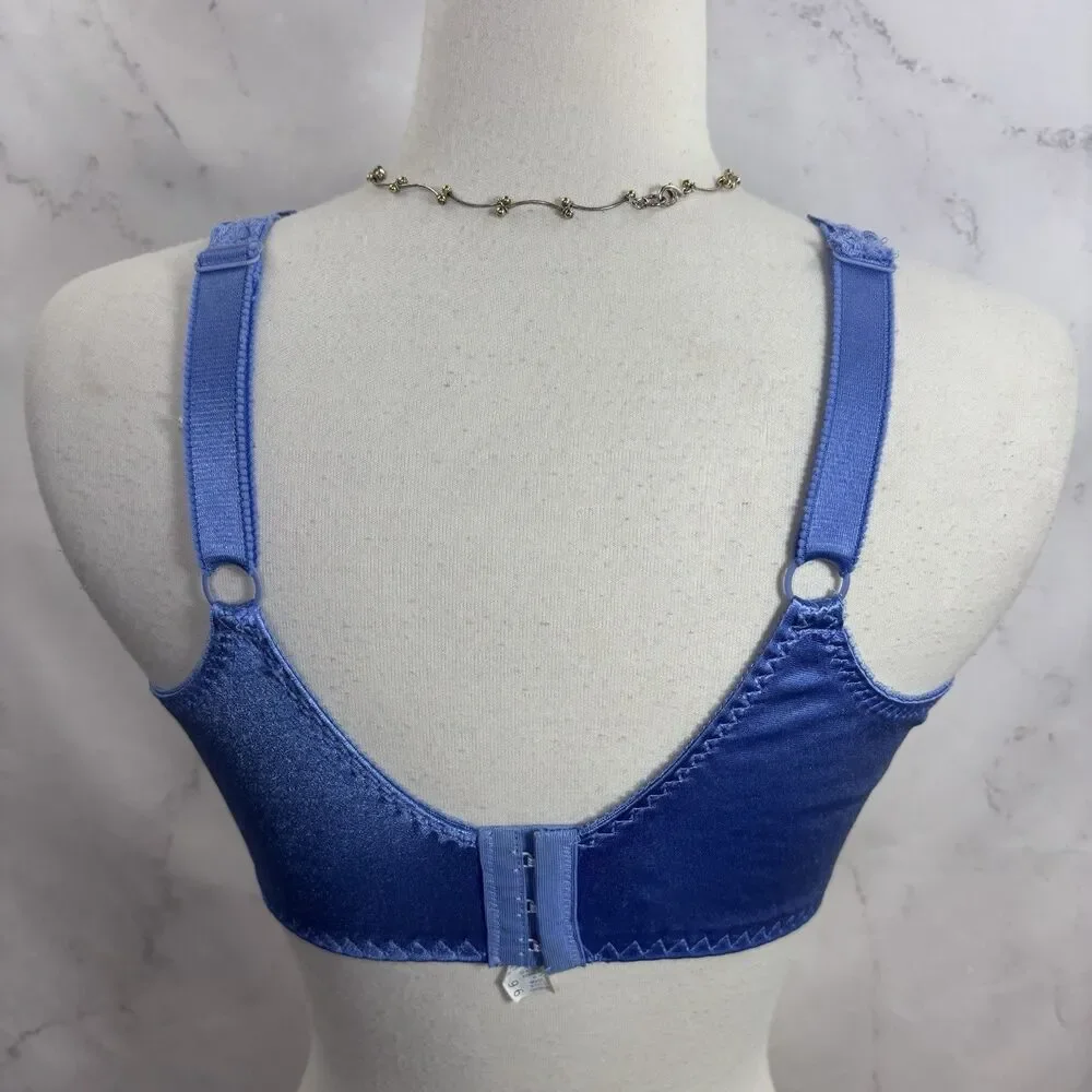 Vintage 90s Olga 36DD Sheer Lace Bra Burgundy 33580 Unlined Cauliflower Blue